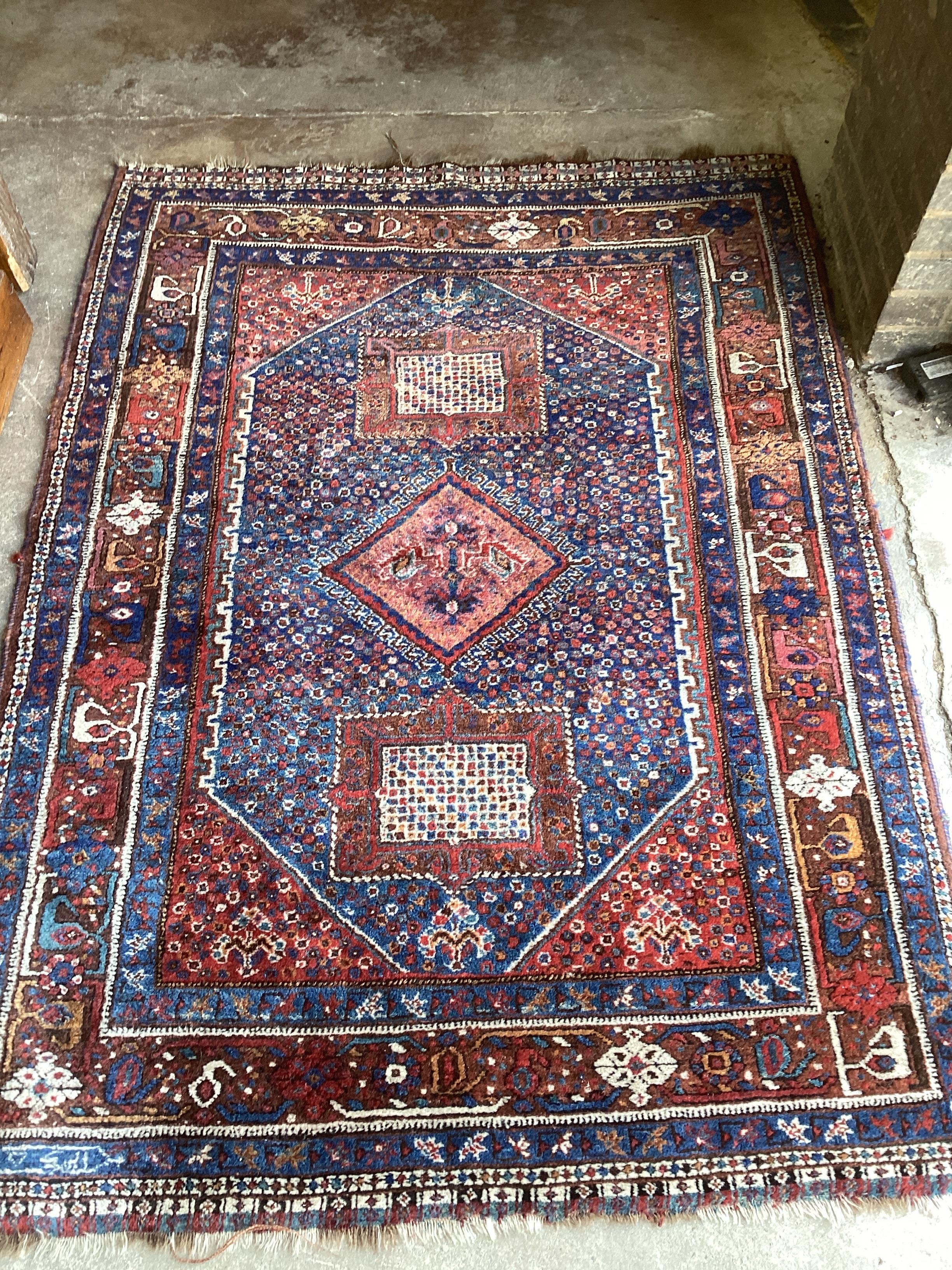 A North West Persian blue ground rug, 186 x 130cm